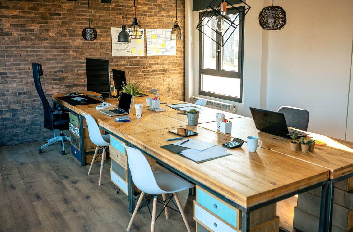 Interior of industrial style coworking office